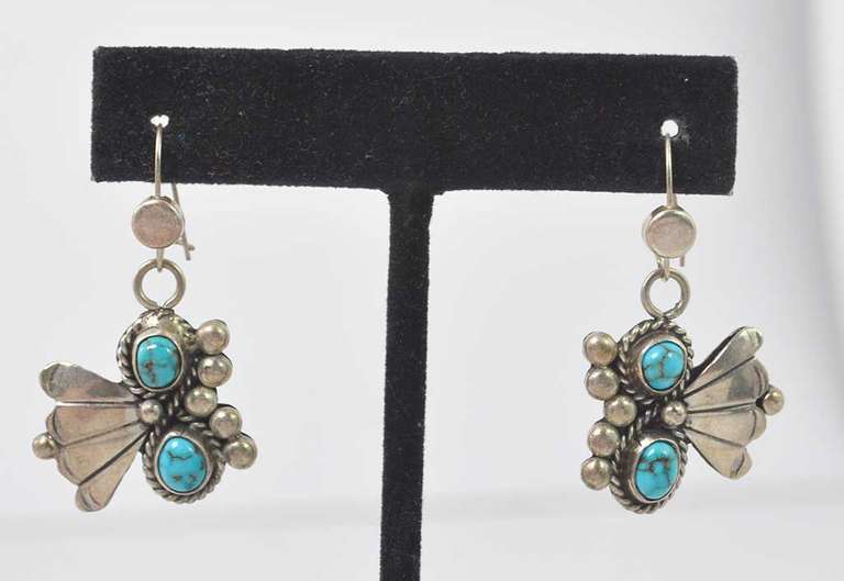 Turquoise Dangle Earrings, in Sterling