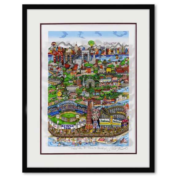 Charles Fazzino, "Take the B Train (Purple)" Framed 3D Limited Edition Silk Screen, Numbered 89/150 and Hand Signed with Certificate of Authenticity.