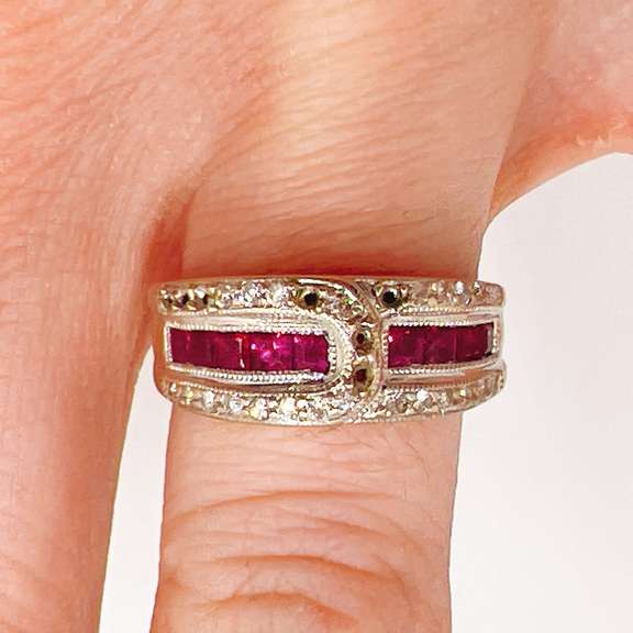 14kt Gold, Ruby, & Diamond Band Ring