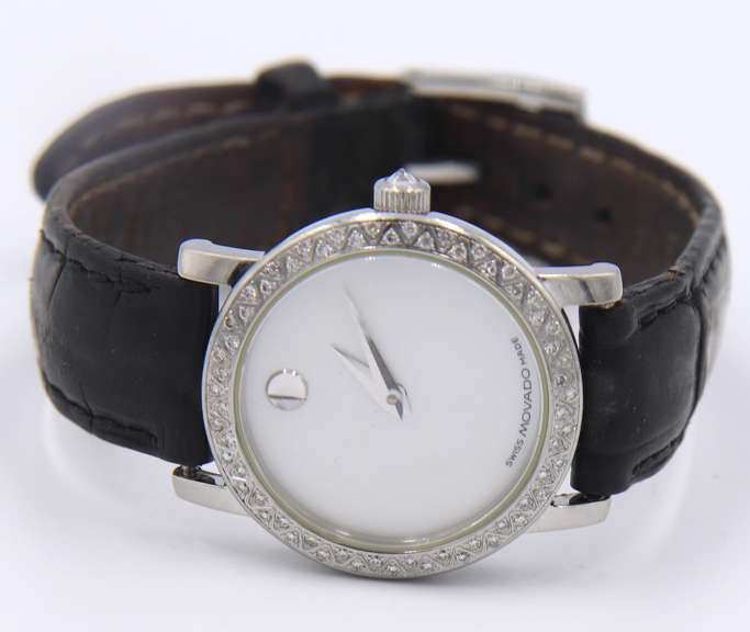 Movado Museum Mop and Diamond Bezel Quartz Watch