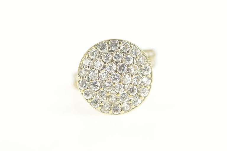 10K Yellow Gold Pave Round Raised Cluster Cocktail CZ Ring
