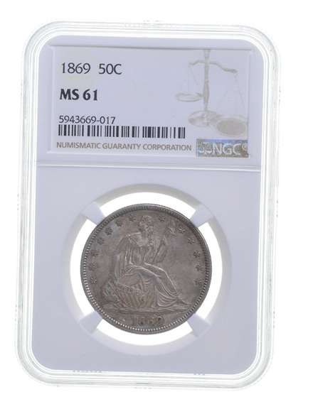 MS61 1869 Seated Liberty Half Dollar - Graded NGC