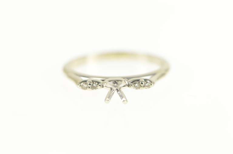 14K White Gold 4.5mm 1940's Diamond Engagement Setting Ring