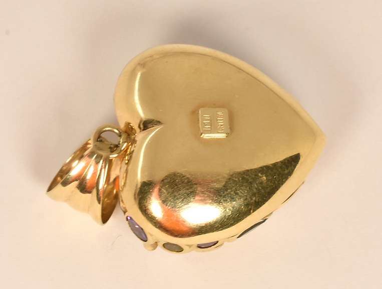 Artistic Heart Pendant with Colored Stones