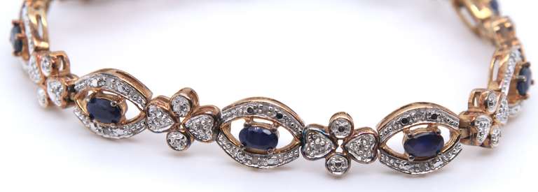 Sterling Silver Blue Sapphire and Diamond Bracelet