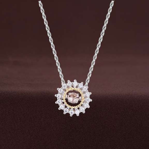 Two Tone delicate Daily wear Dancing Stone Pendant