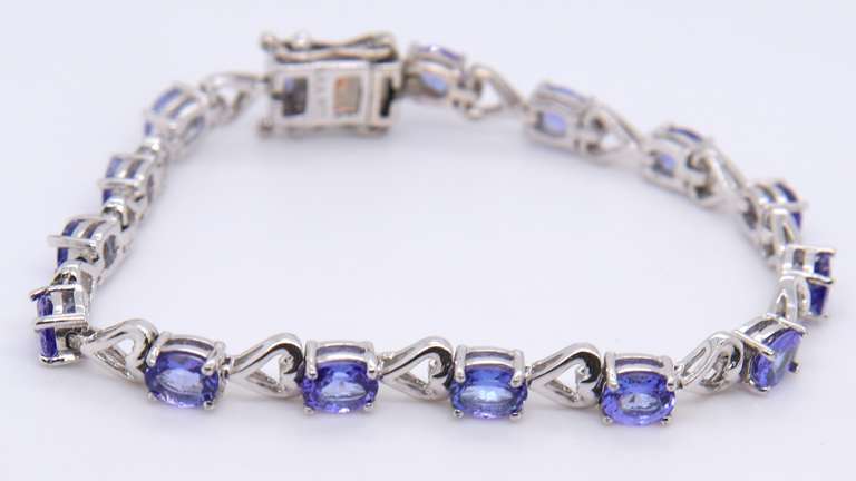 Sterling Silver Tanzanite Tennis Bracelet with Matching Pendant