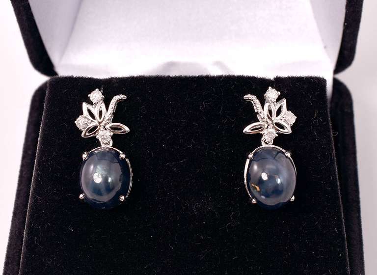 Brilliant 15.38CTW Sapphire and 0.27CTW Diamond Earrings in Sterling Silver