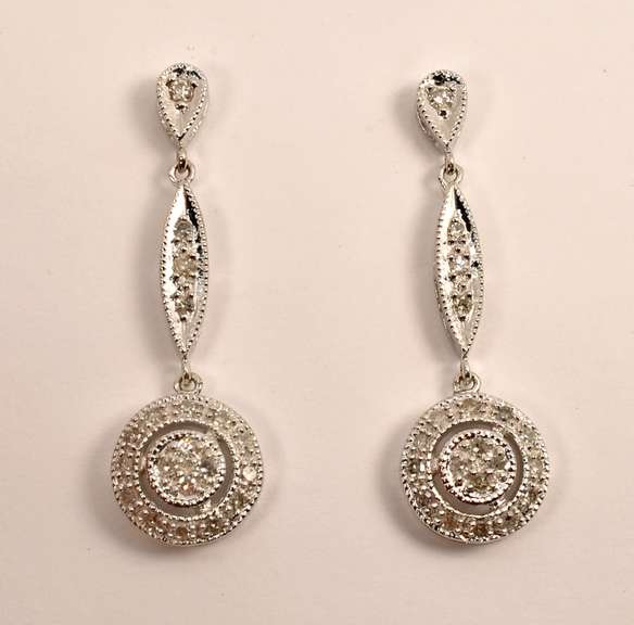 Contemporary White Gold Dangle Earrings