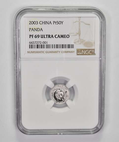 PF69 UCAM 2003 China 50 Yuan 1/20 Oz. .999 Fine Platinum Panda NGC