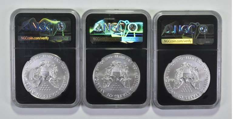 (3) MS70 2020-W American Burnished Silver Eagle - FDOI - Signed - NGC