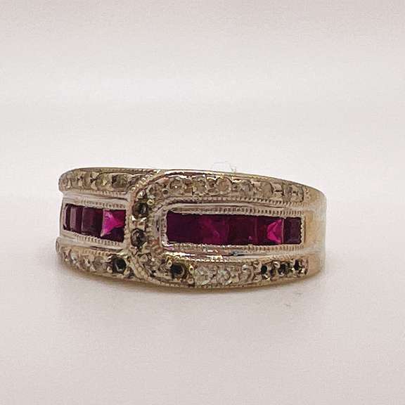 14kt Gold, Ruby, & Diamond Band Ring