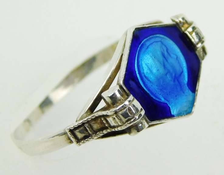 Vintage French Sterling Madonna Ring, Size 9.25