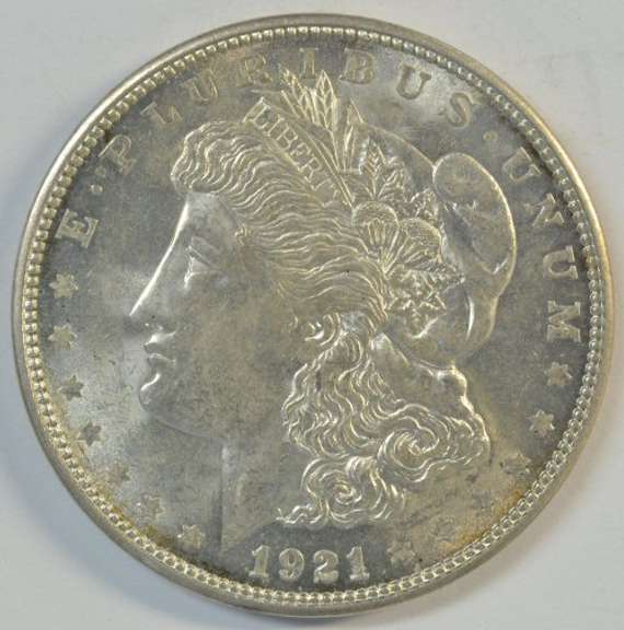 Very Choice BU 1921-D Morgan Silver Dollar. Nice