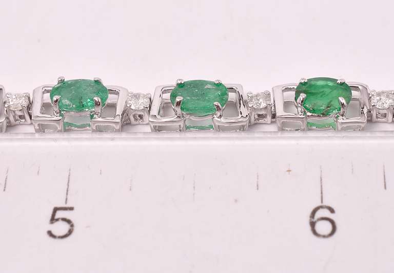 Immaculate 5.98CTW Emerald & 0.76CTW Diamond Bracelet in Sterling Silver