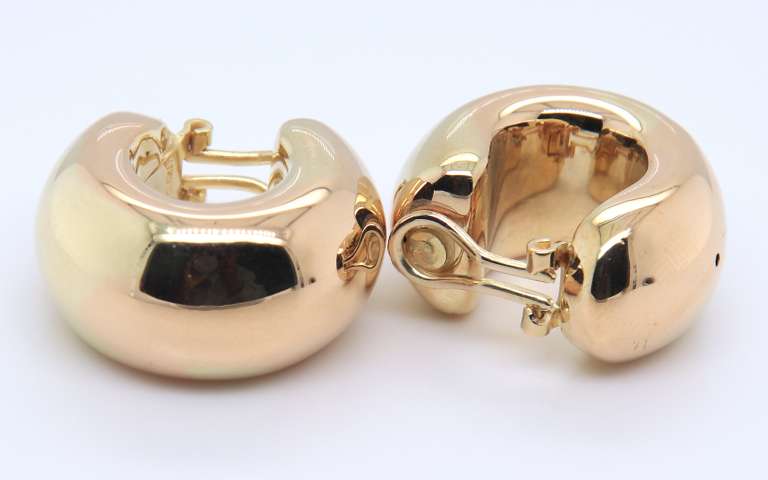Lovely Yellow Gold Wide Polish Hoop earrings