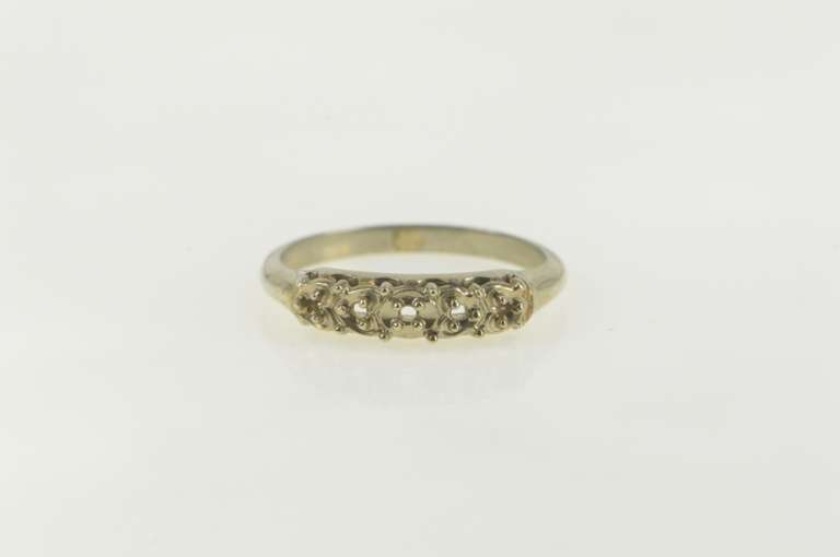 14K White Gold Vintage NOS 1950's Wedding Band Setting Ring