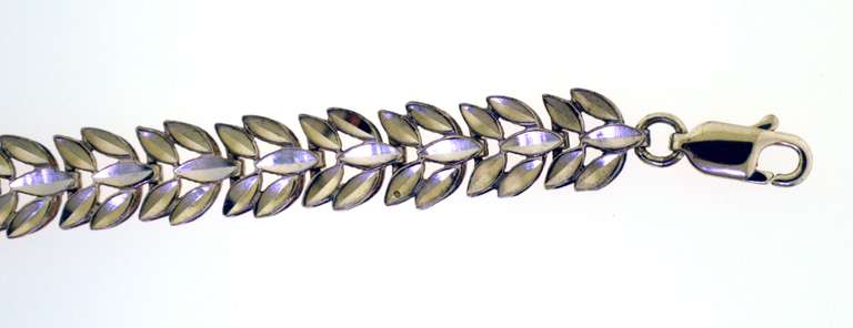 Bolivian Sterling Silver Leaf Link Bracelet