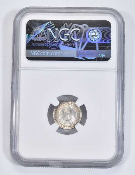 MS64 1926 Straits Settlements 5 Cents - Graded NGC