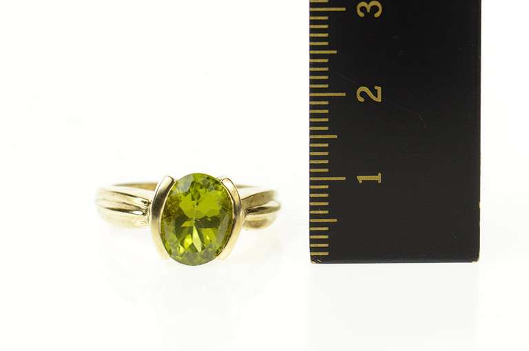 10K Yellow Gold Ornate Oval Peridot Classic Statement Ring