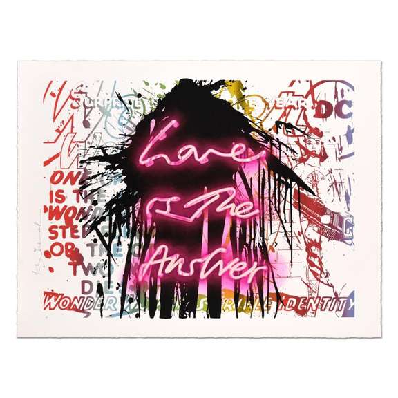 Mr. Brainwash, "Love is the Answer" One-of-a-Kind Mixed Media, Numbered 1/1 Inverso and Signed with Certificate of Authenticity.