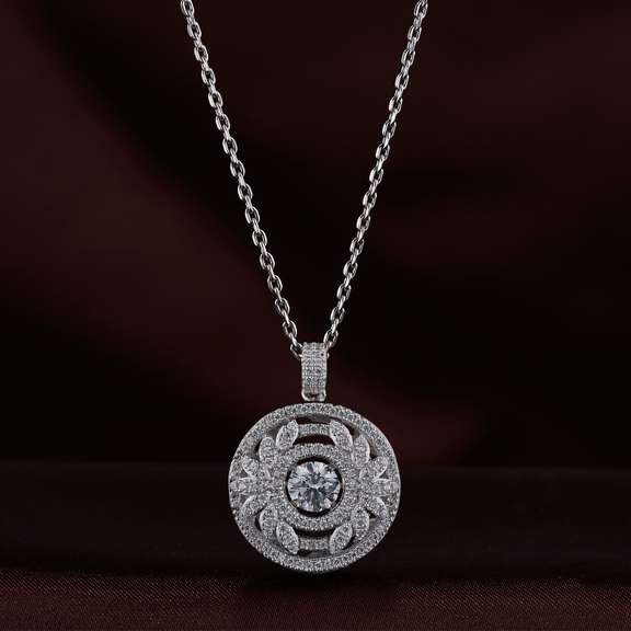Vintage Beauty Silver Large Round Pendant