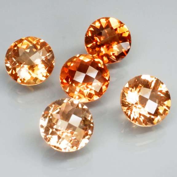 Checker top! 5 piece 11.30ct full fire Imperial Topaz set