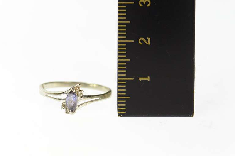 10K White Gold Marquise Tanzanite Diamond Bypass Ring