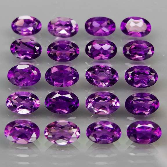Royal purple! 8.26ct 6x4mm real Bolivian Amethyst set