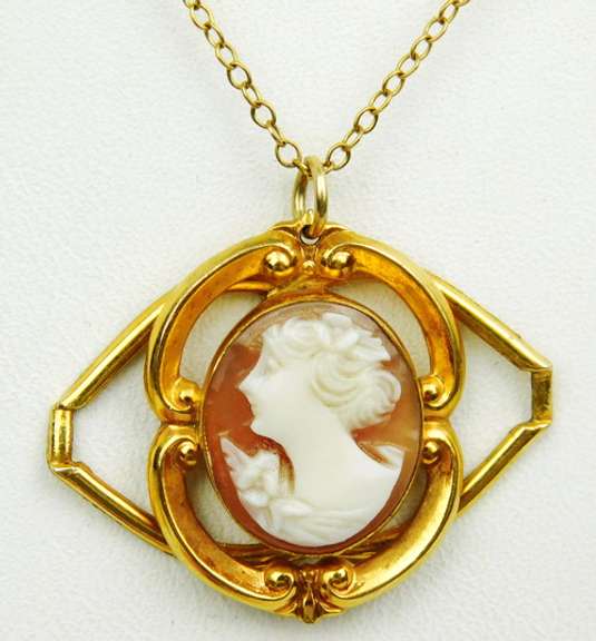 Vintage Gold Filled Carved Shell Cameo Necklace