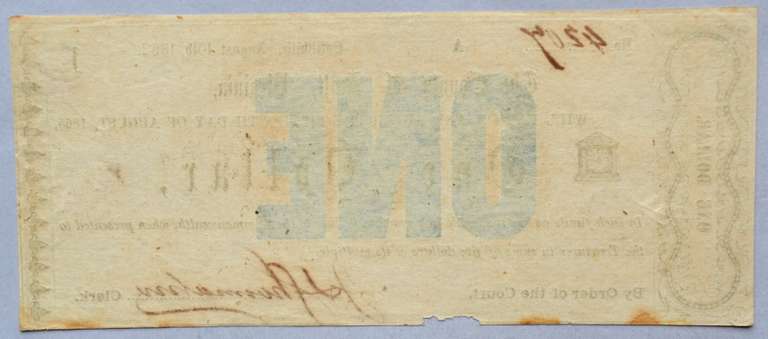 $ 1 August 15 1862 Scott County Virginia Note