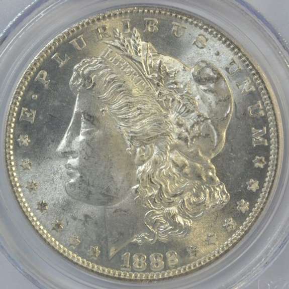Super blazing Gem BU 1882-S Morgan Silver Dollar. PCGS MS65