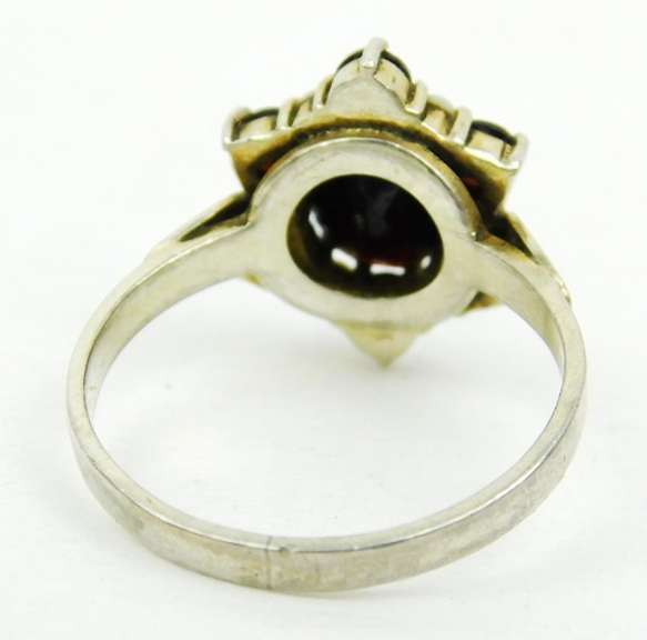 Early French 900 Silver Garnet Ring, Size 6.25
