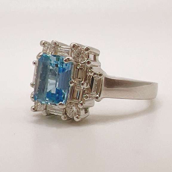 Aquamarine & Diamond Cocktail Ring