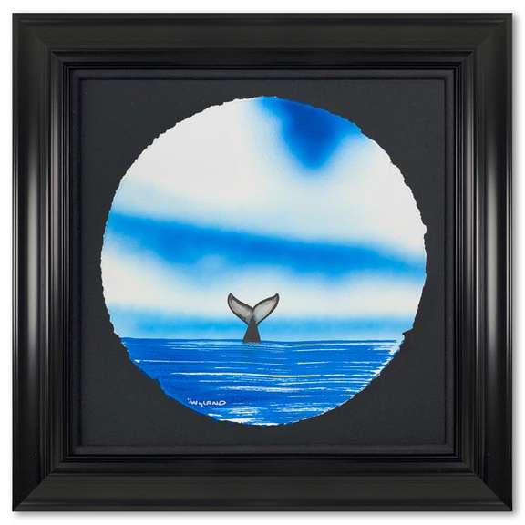 Wyland, "Fluke" Framed, Hand Signed Original Painting with Letter of Authenticity.