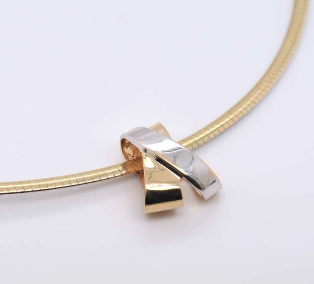 Dreamy 2 Tone Omega Chain with Slider Pendant Necklace
