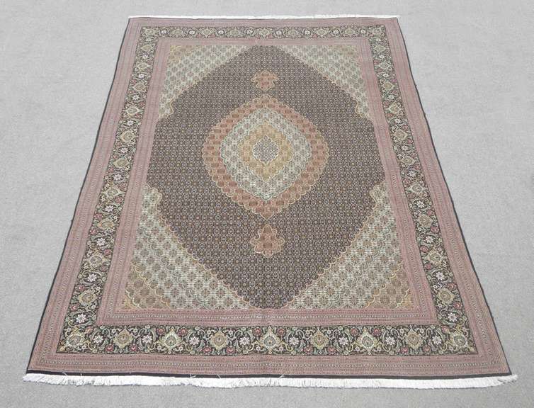 Highlighted Silk Persian Tabriz Mahi (Fish) 8.1x11.7