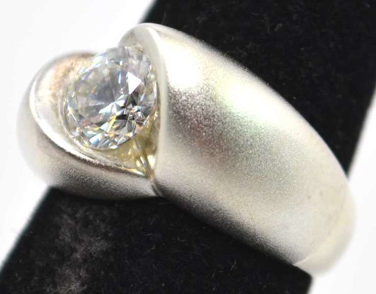 CZ Matte Sterling Silver Ring