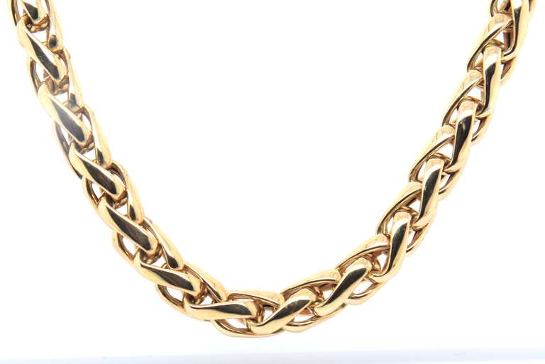 Dynamic 18kt Yellow Gold Heavy Wheat Chain Necklace