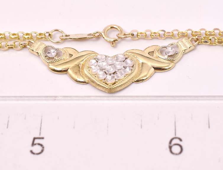 Heart Necklace in Two Tone Gold