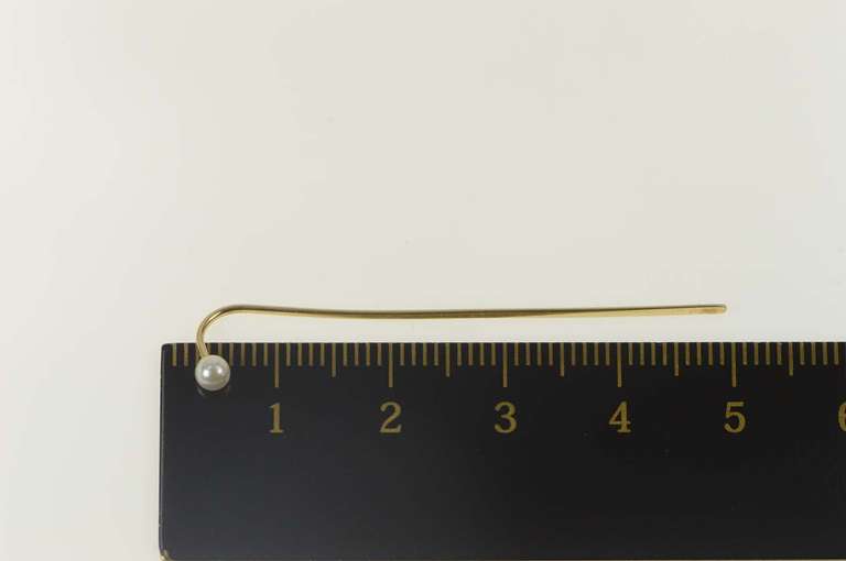 14K Yellow Gold Pearl Round Bar Boutonniere Formal Wedding Stick Pin