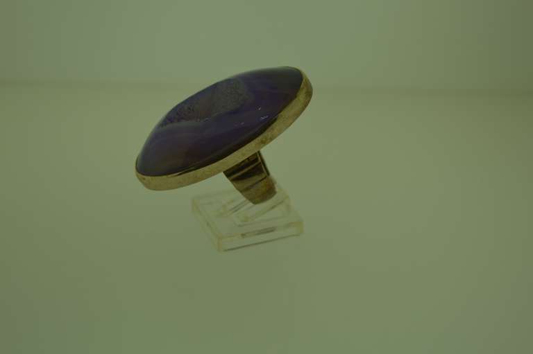 Vintage AKR Amy Kahn Russel Sterling Silver Purple Druzy Agate Ring