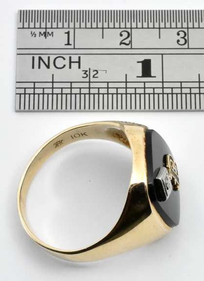 Man's Classic Black Onyx Initial Ring