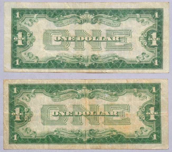 2 Types $1 Funnyback Silver Certificates