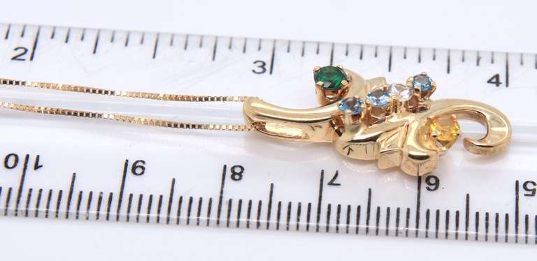 Fancy Yellow Gold Multi Gemstone Pendant on Chain