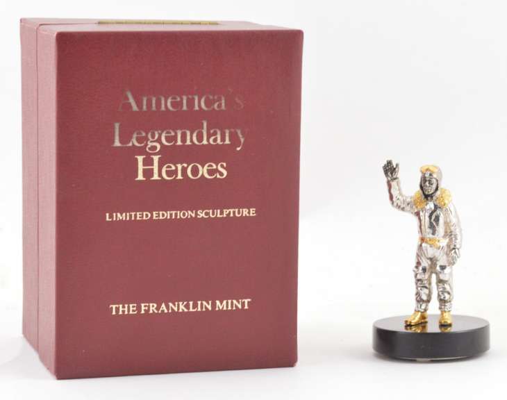 Lindbergh Americas Heroes Gold Sterling Sculpture 1976 Franklin Mint