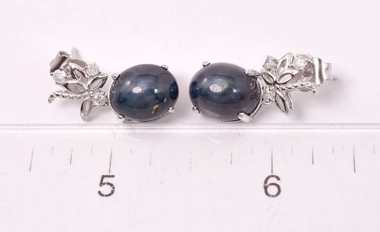 Brilliant 15.38CTW Sapphire and 0.27CTW Diamond Earrings in Sterling Silver