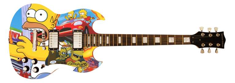 Matt Groening Autographed The Simpsons Custom Photo Graphics Guitar ACOA