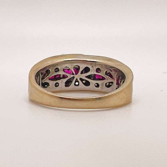 14kt Gold, Ruby, & Diamond Band Ring