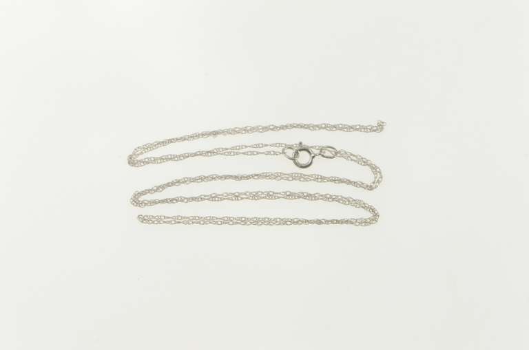 14K White Gold 0.6mm Rolling Spiral Twist Link Simple Chain Necklace